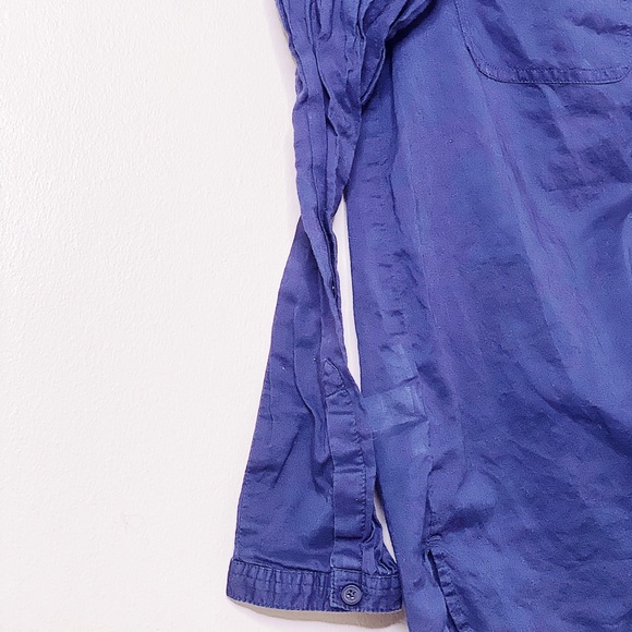 Loft Navy Blue V Neck Longsleeve Button Down - Picture 4 of 4